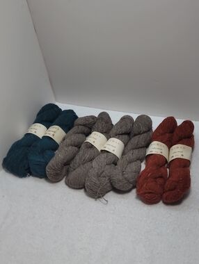 Rowan Valley Tweed Yarn Bundle - Teal, Gray, Rust 8 Skeins - 100% WOOL - NWT